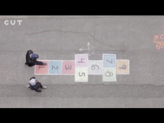 an experiment to see if people will play hopscotch when they go about their business